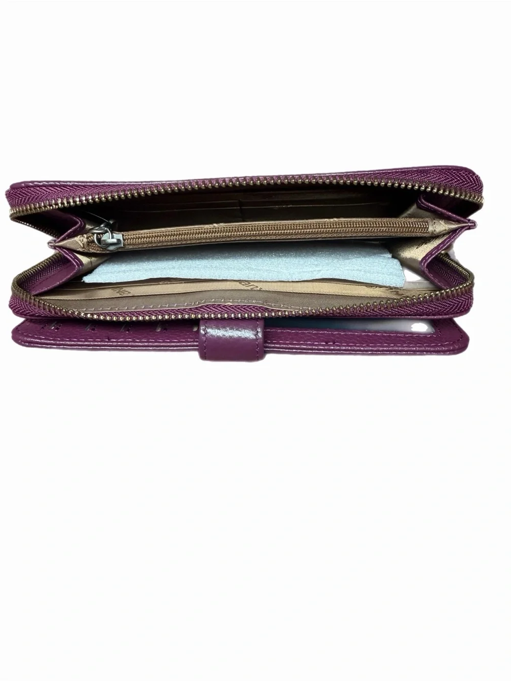 Leather Snap Wallet - Plum